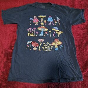 Graphic T-Shirt with Colorful Mushroom Design